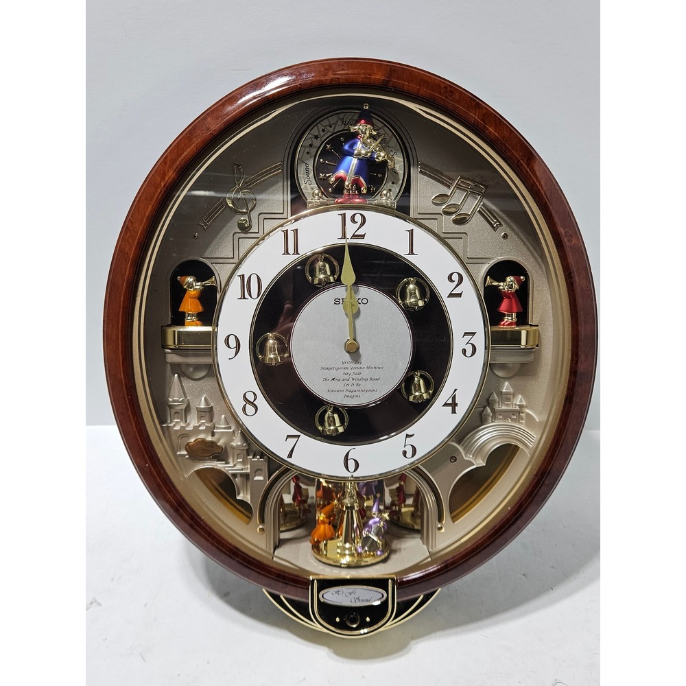 Seiko Melodies In Motion Wall Clock QXM109ZRH Hi-Fi Sound Brown Parts Or Repair